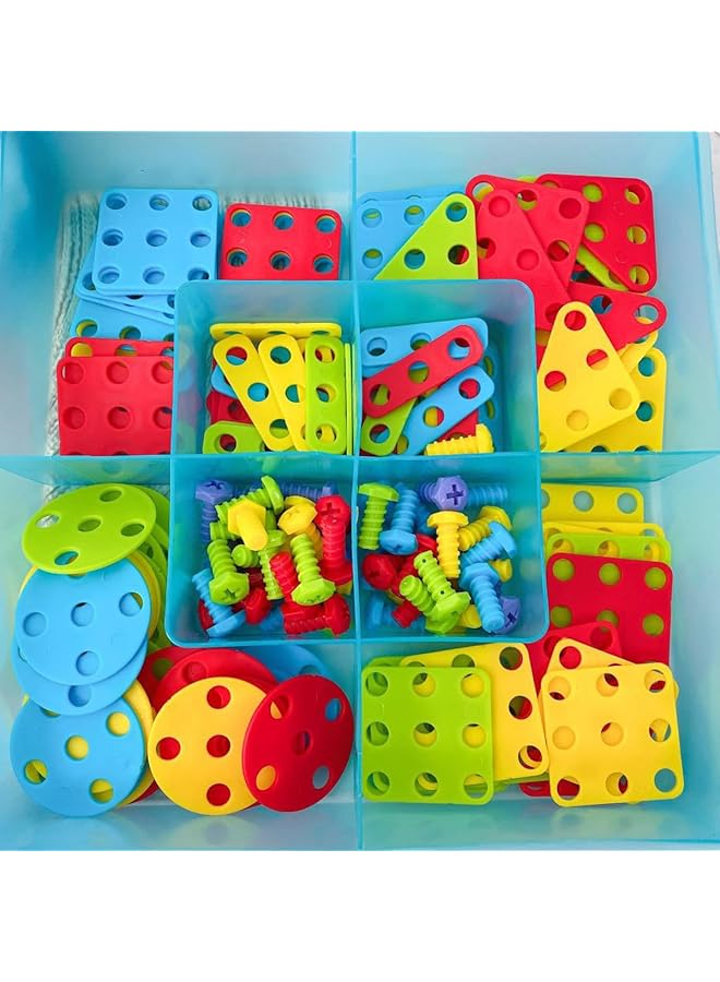 إي سي في في ألعاب تعليمية جذعية، لعبة أحجية براغي، مكعبات بناء ثلاثية الأبعاد، ألعاب تعليمية إبداعية، ألعاب تطوير المهارات الحركية الدقيقة للأولاد والبنات من سن 3 سنوات فما فوق (310 قطعة) - Image 3