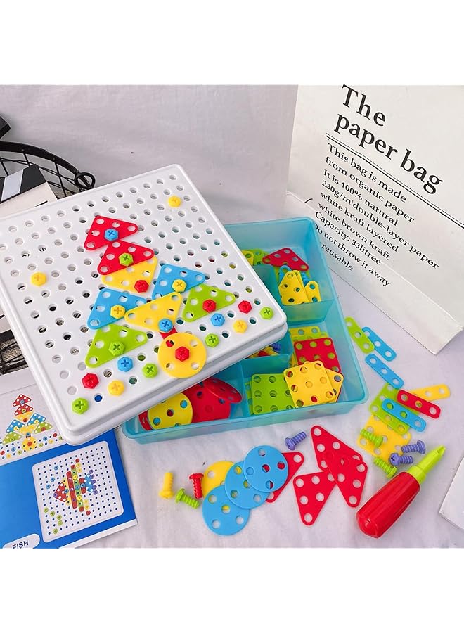 إي سي في في ألعاب تعليمية جذعية، لعبة أحجية براغي، مكعبات بناء ثلاثية الأبعاد، ألعاب تعليمية إبداعية، ألعاب تطوير المهارات الحركية الدقيقة للأولاد والبنات من سن 3 سنوات فما فوق (310 قطعة) - Image 4