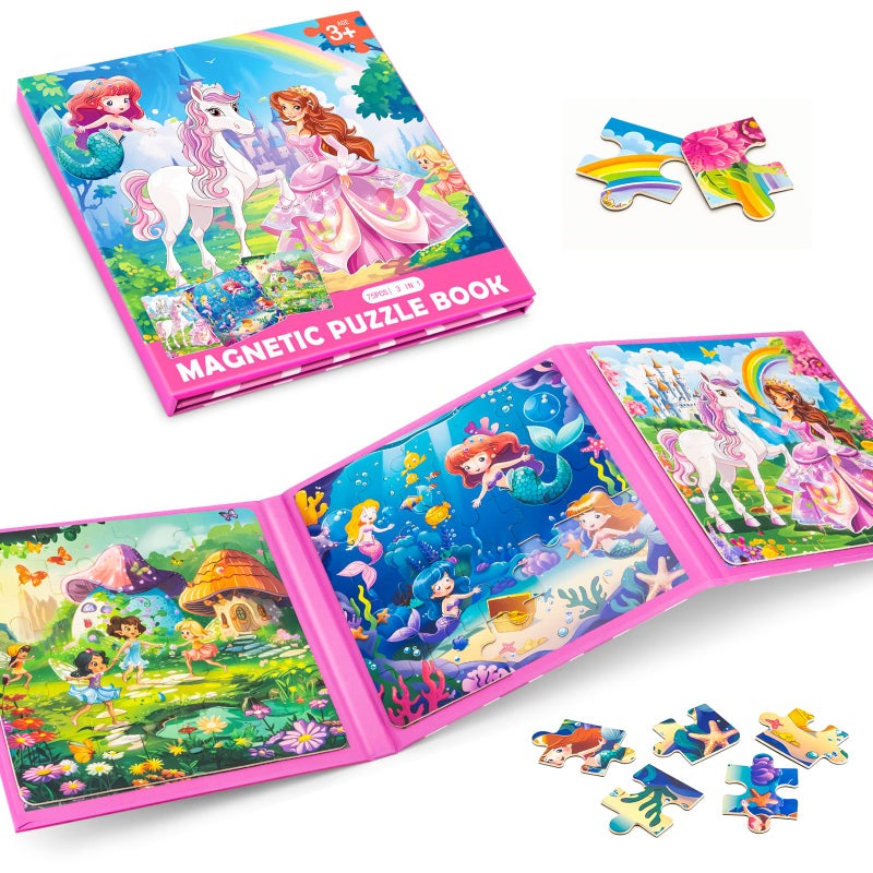 Jeacirio Princess Magnetic Mermaid Puzzles for Toddlers 35 Girls 202530 Pieces Ages 46 Travel Entertainment Toys Birthday Gifts - Image 3