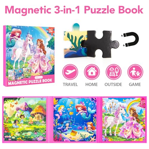 Jeacirio Princess Magnetic Mermaid Puzzles for Toddlers 35 Girls 202530 Pieces Ages 46 Travel Entertainment Toys Birthday Gifts - Image 5