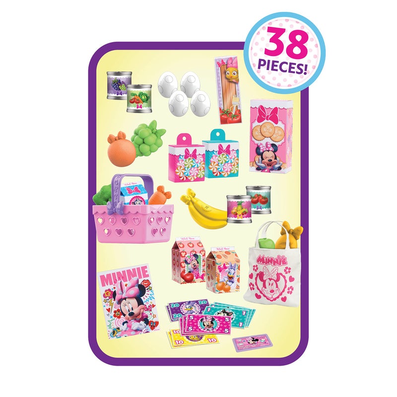 Minnie Disney Junior Minnie Mouse Marvelous Market, Pretend Play Cash Register with Realistic Sounds, 38 Play Food Pieces and Accessories, Kids Toys for Ages 3 Up by Just Play - Image 3