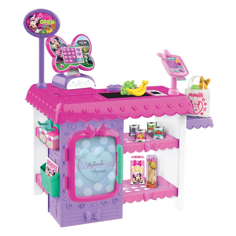 Minnie Disney Junior Minnie Mouse Marvelous Market, Pretend Play Cash Register with Realistic Sounds, 38 Play Food Pieces and Accessories, Kids Toys for Ages 3 Up by Just Play - Image 1