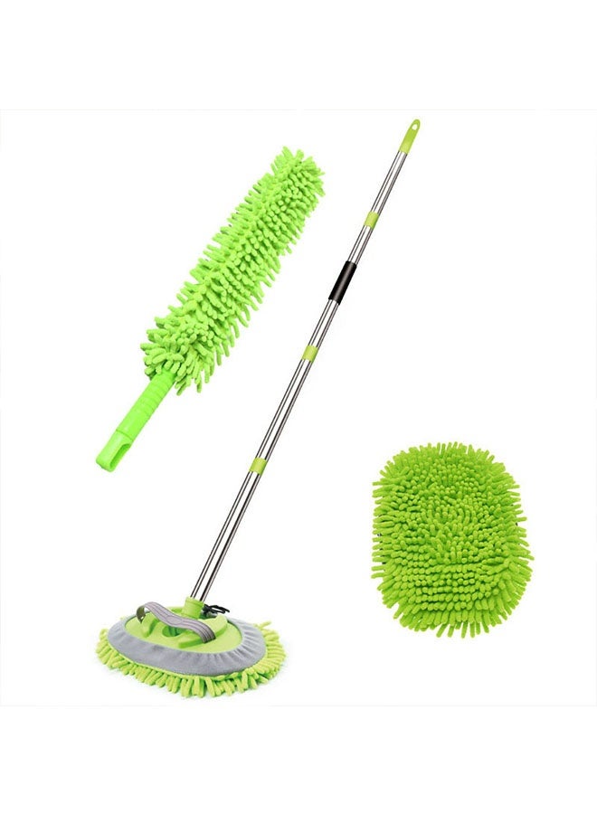 2 piece 62" Car Wash Brush Kit plus a Microfiber duster, Mitt Mop Sponge with Long Handle Microfiber Car Cleaning Brush Kit Supplies Car Washing Mop Kit Car Care Kit of Scratch-free Replacement Head for Car RV Truck - Image 1