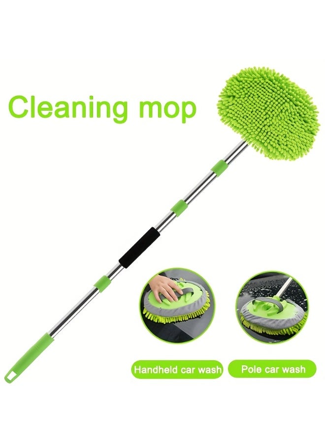 2 piece 62" Car Wash Brush Kit plus a Microfiber duster, Mitt Mop Sponge with Long Handle Microfiber Car Cleaning Brush Kit Supplies Car Washing Mop Kit Car Care Kit of Scratch-free Replacement Head for Car RV Truck - Image 2