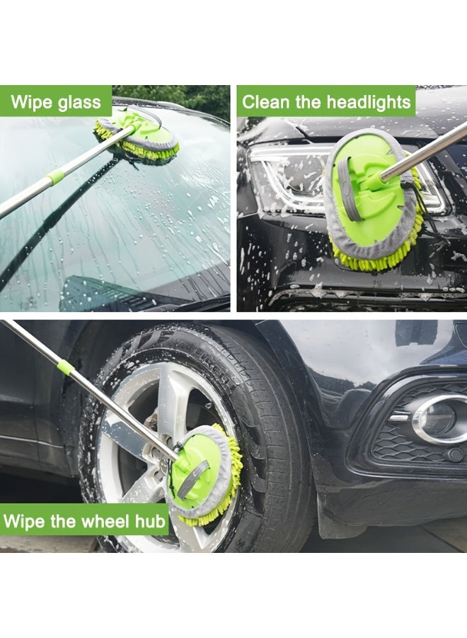 2 piece 62" Car Wash Brush Kit plus a Microfiber duster, Mitt Mop Sponge with Long Handle Microfiber Car Cleaning Brush Kit Supplies Car Washing Mop Kit Car Care Kit of Scratch-free Replacement Head for Car RV Truck - Image 5