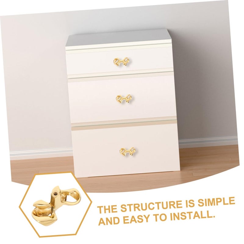 Brass Bowknot Cabinet Knobs 2pcs Set Vintage Style Drawer Handles for Kitchen Wardrobe Dresser - Image 4