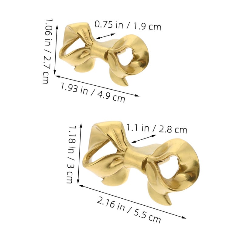 Brass Bowknot Cabinet Knobs 2pcs Set Vintage Style Drawer Handles for Kitchen Wardrobe Dresser - Image 3