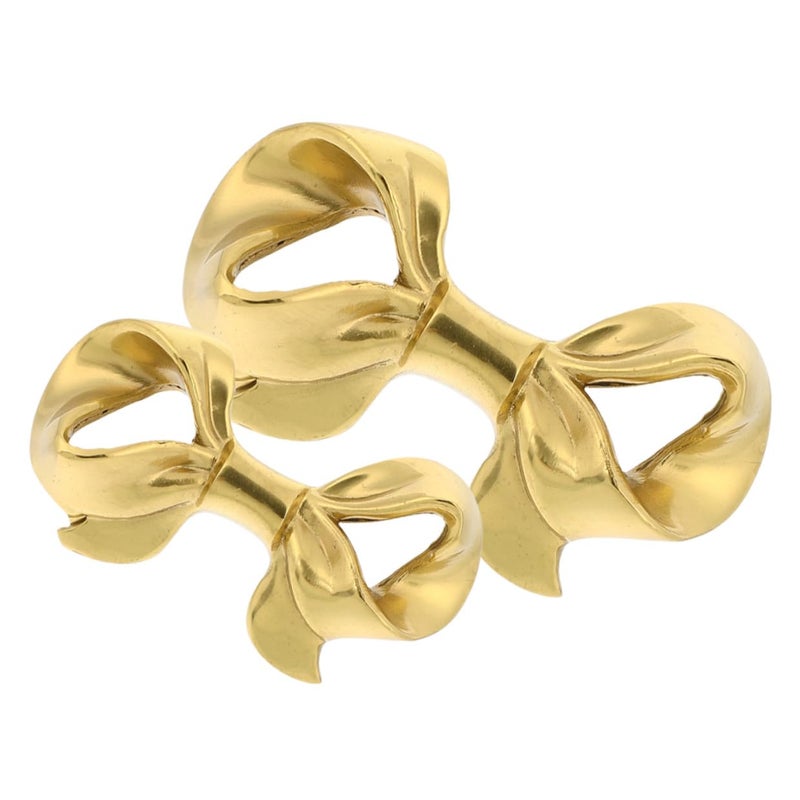 Brass Bowknot Cabinet Knobs 2pcs Set Vintage Style Drawer Handles for Kitchen Wardrobe Dresser - Image 2