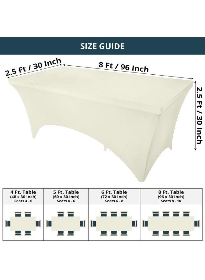 Utopia Kitchen Spandex Tablecloth 2 Pack [8FT, Ivory] Tight, Fitted, Washable and Wrinkle Resistant Stretch Table Cloth Rectangle Cover for Trade Show, Weddings & Parties [96Lx30Wx30H Inch] - Image 2
