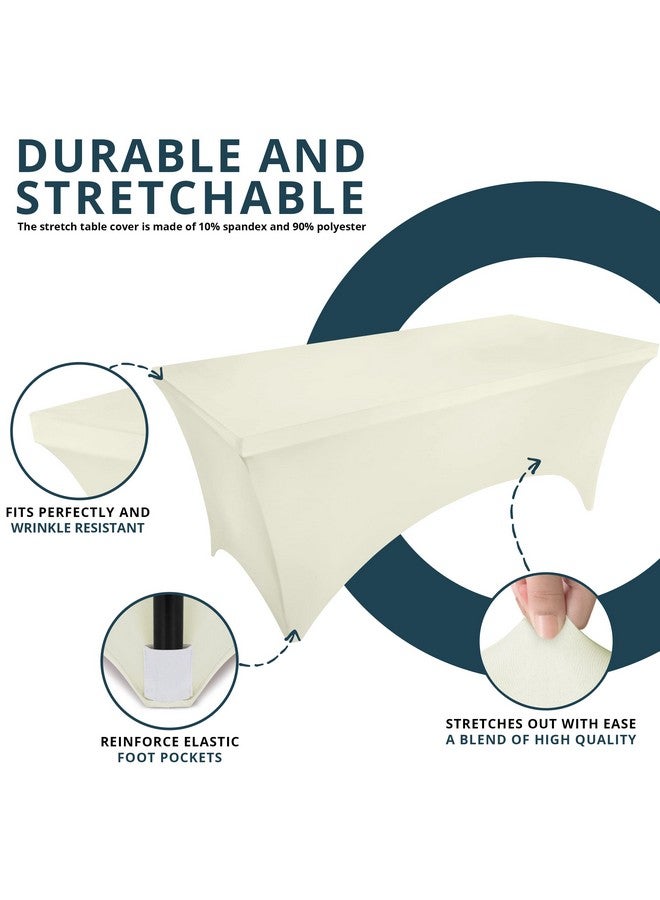 Utopia Kitchen Spandex Tablecloth 2 Pack [8FT, Ivory] Tight, Fitted, Washable and Wrinkle Resistant Stretch Table Cloth Rectangle Cover for Trade Show, Weddings & Parties [96Lx30Wx30H Inch] - Image 5