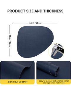 Fazza 2 Pcs Faux Leather Placemats Set, Washable, Easy Clean Vinyl Placemats, Heat Resistant PVC Place Mats (Blue&Yellow)  - Image 2