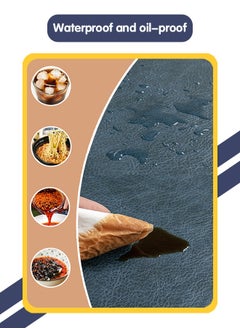 Fazza 2 Pcs Faux Leather Placemats Set, Washable, Easy Clean Vinyl Placemats, Heat Resistant PVC Place Mats (Blue&Yellow)  - Image 3