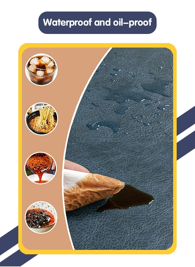 Fazza 2 Pcs Faux Leather Placemats Set, Washable, Easy Clean Vinyl Placemats, Heat Resistant PVC Place Mats (Blue&Yellow)  - Image 3