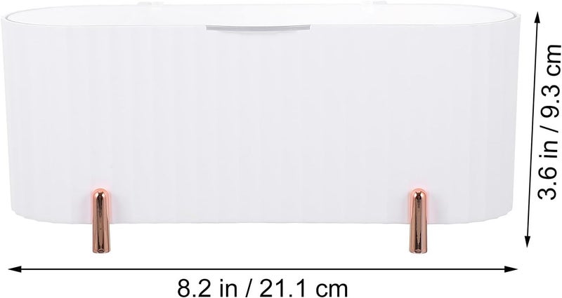 SHOWERORO Makeup Organizer Box with Lid, 4-compartment Hairpin Container and Cotton Pads Dispenser, White Plastic Cosmetic Storage for Bathroom and Vanity Counter - Image 2