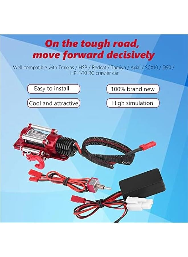 1/10 Scale RC Model Vehicle Caterpillar Car Accessory Metal Winch with Remote Control  - Image 2
