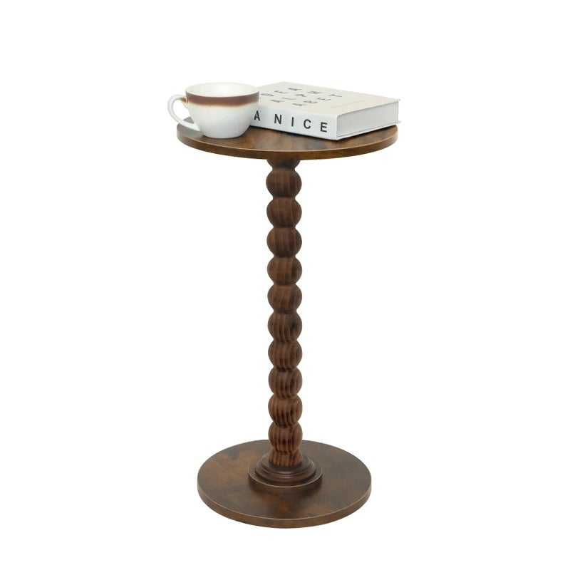 Fultyle Round Side Table Small Drink Table for Small Spaces Modern Accent Nightstand with Solid Wood Leg for Living Room Bedroom Corners and Office Rustic Brown