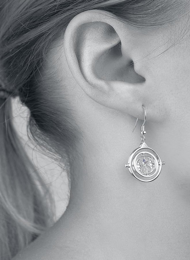 هاري بوتر أقراط هاري بوتر من الفضة الإسترلينية على شكل ساعة تايم تورنر مرصعة بالكريستال - Image 3