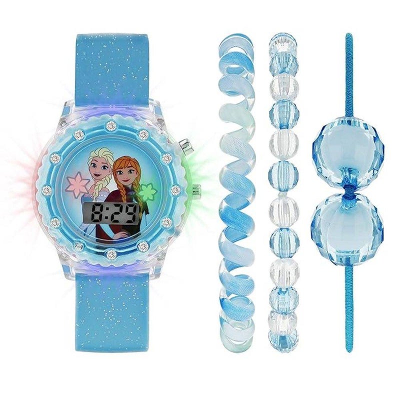 Disney Frozen Elsa & Anna Digital Watch & Bracelet Set (Blue) - Image 1