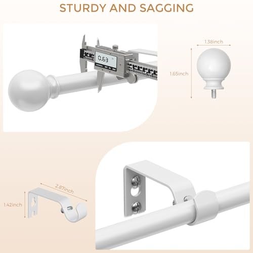 JRZOO White Curtain Rod for Windows 18-45 Inch, 5/8 Inch Small Window Treatment Rods, Short Adjustable Splicing Drapery pole, White - Image 5