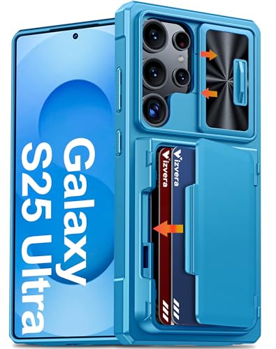 Vizvera for Samsung Galaxy S25 Ultra Case Wallet RFID [Cards Holder][Camera Cover][Edge Raised] Full Body Rugged Shockproof Silicone Protective Phone Case for Galaxy S25 Ultra 6.9" 2025(Lake Blue) - Image 1