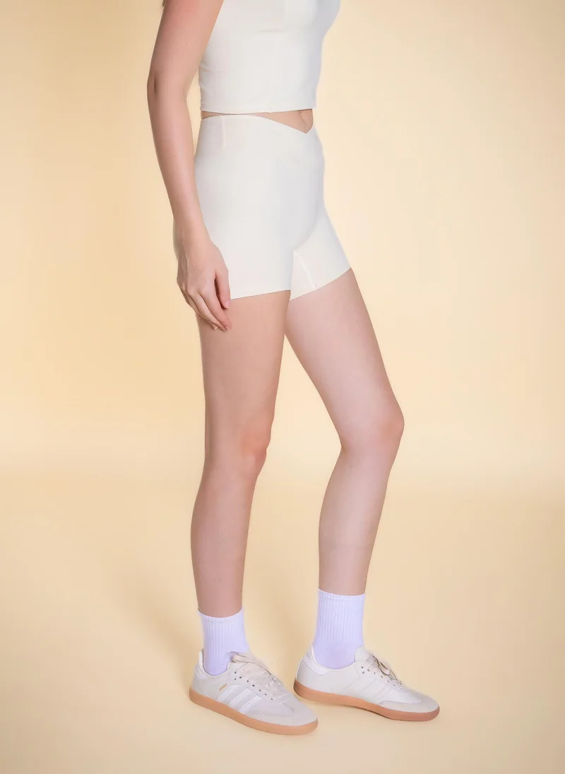 Shapes Beige SOFT WRAP OVER CROP SHORTS for Women | Best Price UAE