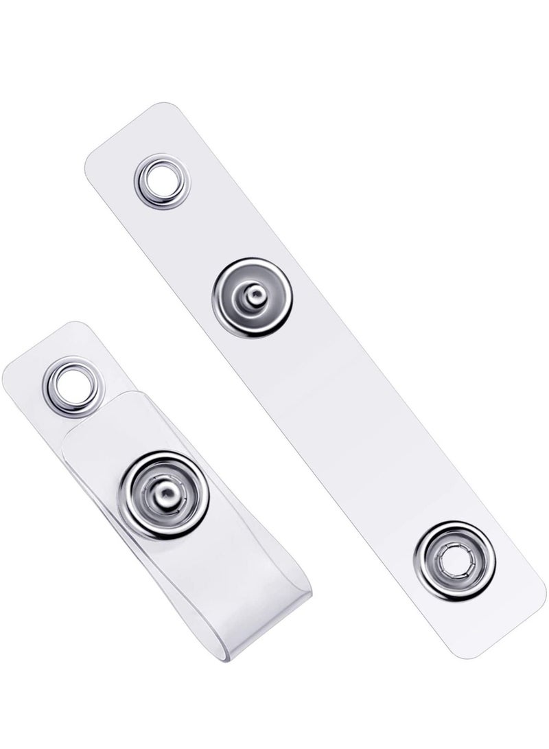 SYOSI Badge Holder, Clear ID Plastic Strap with Snap and Eyelet Vinyl Clips for Card Lanyards, Key Rings  100  - Image 1
