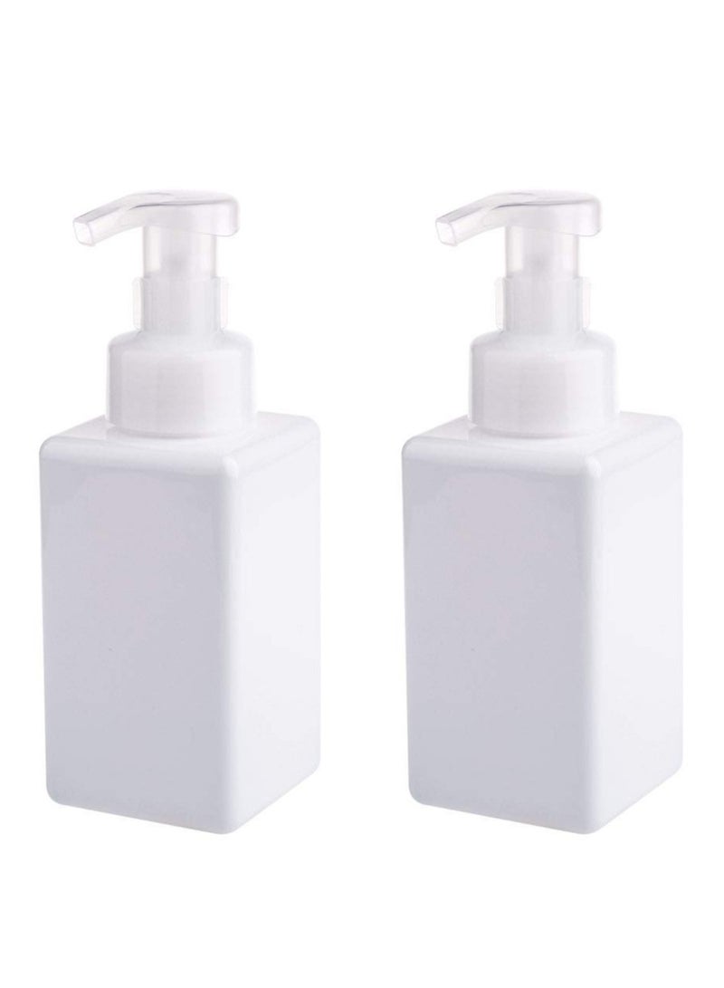 KASTWAVE Foaming Soap Dispenser, 450ml (15oz) Refillable Pump Bottle Plastic for Liquid Soap, Shampoo, Body Wash (2 Pcs) (White) - Image 1
