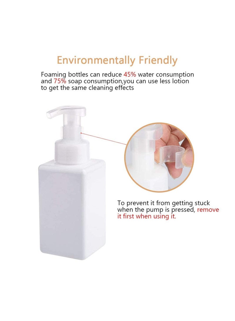 KASTWAVE Foaming Soap Dispenser, 450ml (15oz) Refillable Pump Bottle Plastic for Liquid Soap, Shampoo, Body Wash (2 Pcs) (White) - Image 2