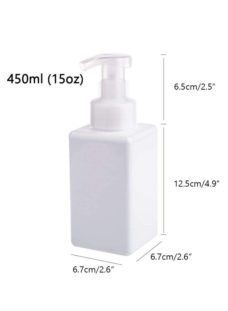 KASTWAVE Foaming Soap Dispenser, 450ml (15oz) Refillable Pump Bottle Plastic for Liquid Soap, Shampoo, Body Wash (2 Pcs) (White) - Image 5