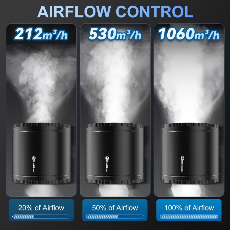 Hon&Guan 8 Inch Inline Booster Duct Fan with Speed Controller - 623 CFM Airflow with 44W Ultra-Low Power and Low Noise - Image 5