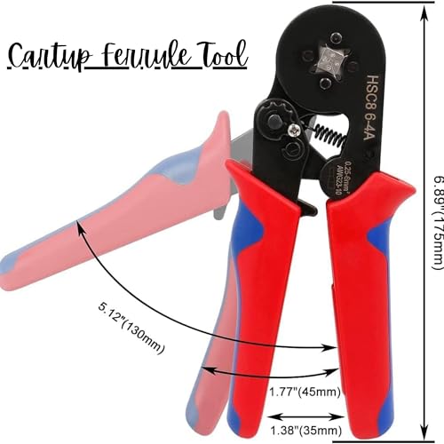 Cartup Ferrule Crimping Tool Plier for Wire End Terminals, Adjustable Ratchet Crimper for Insulated & Non-Insulated Ferrules, 0.25-10mm² Crimping Range - Ergonomic Handle - Image 4