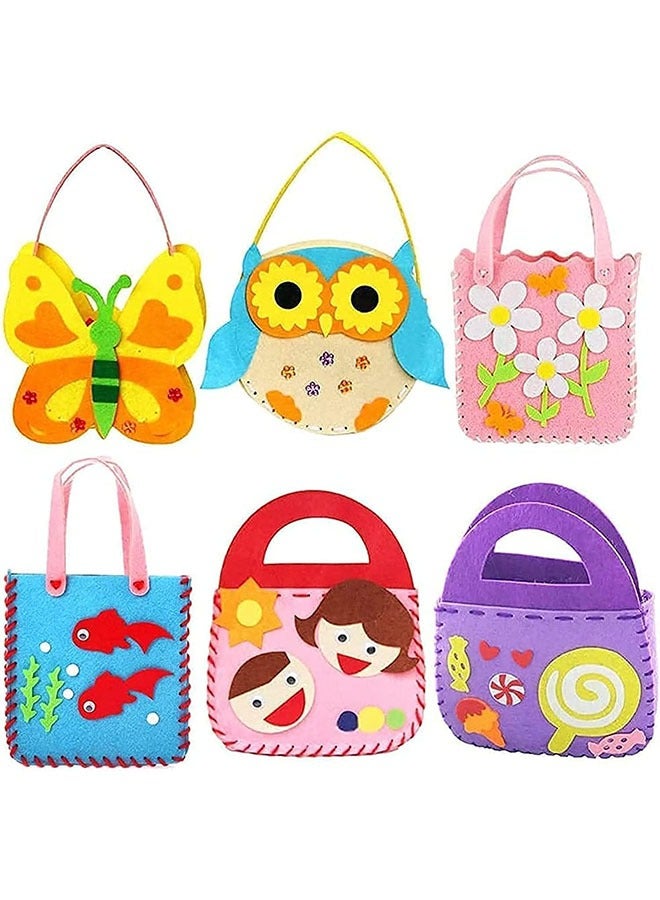 Geustos Childrens Sewing Kits, Children Sewing Kit, Kids Beginners Felt Craft Kit Fabric DIY Crafts Handbag, 6 pack  - Image 1