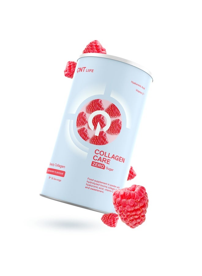 QNT COLLAGEN CARE Powder | 390g | Raspberry Flavour, Hydrolysed Collagen, Vit C & Hyaluronic Acid - Image 1