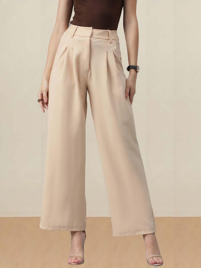 KOTTY Regular Fit Women Solid Trousers Tan Beige - Image 5