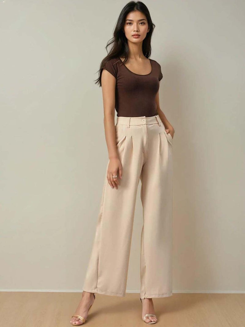 KOTTY Regular Fit Women Solid Trousers Tan Beige - Image 2