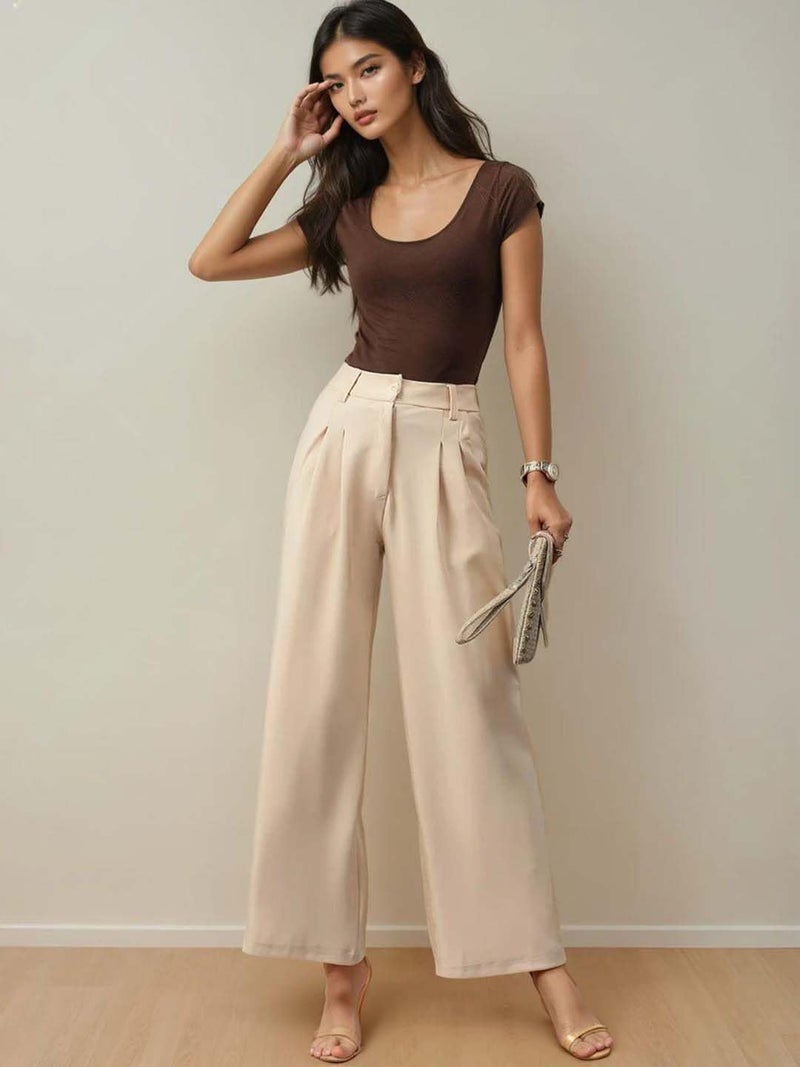 KOTTY Regular Fit Women Solid Trousers Tan Beige - Image 4
