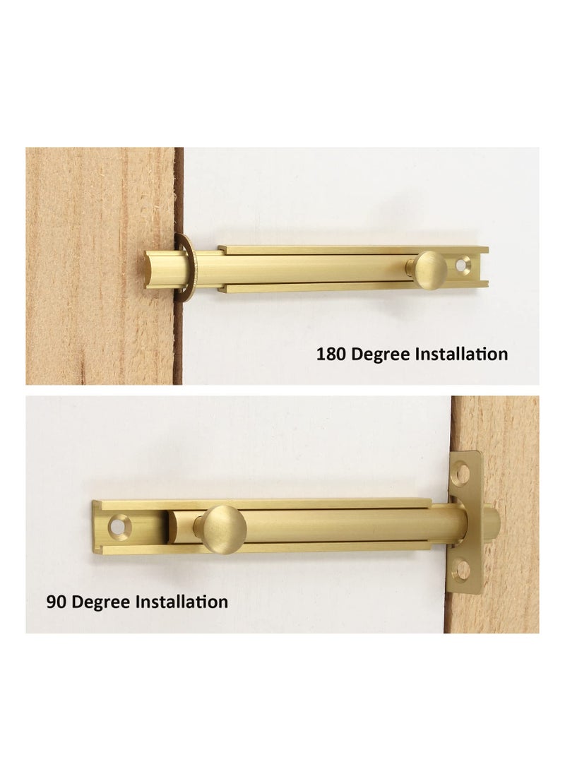 SYOSI SYOSI, 4Inch Brass Slide Bolt Latch with Screws  - Image 4