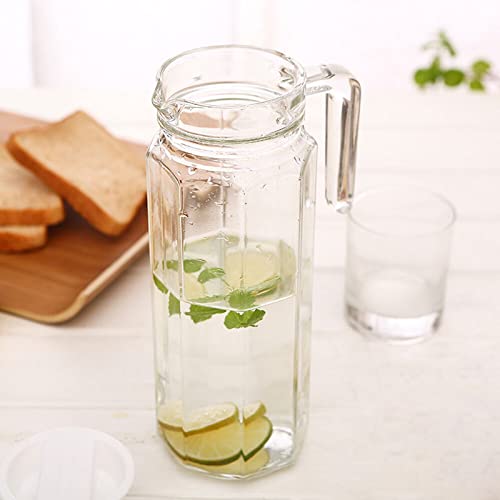 FINSTER Italian Premium Rocco Glass Octagonal Water Jug with Airtight Lid | 1000ml Clear Juice Jug Pitcher, Juice, Iced Coffee & Iced Tea | Easy Pour Spout & Handle (1 Liter) - Image 4