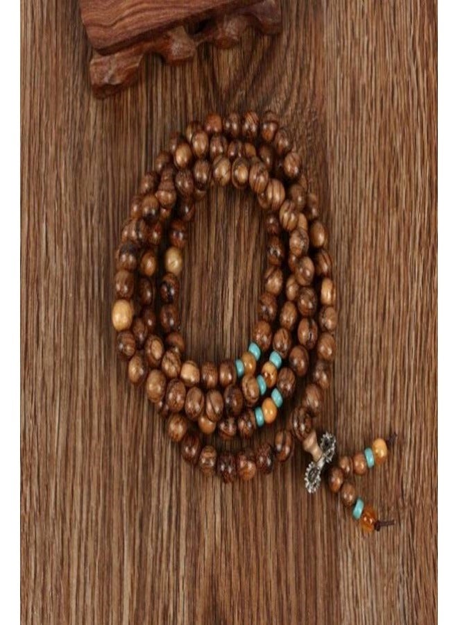 108 Mala Beads Bracelet Natural Wood Beaded Bracelet Mala Prayer Bead Necklace Sandalwood Elastic Jewelry for Men Women Buddhist Prayer Beads Bracelet  - Image 2