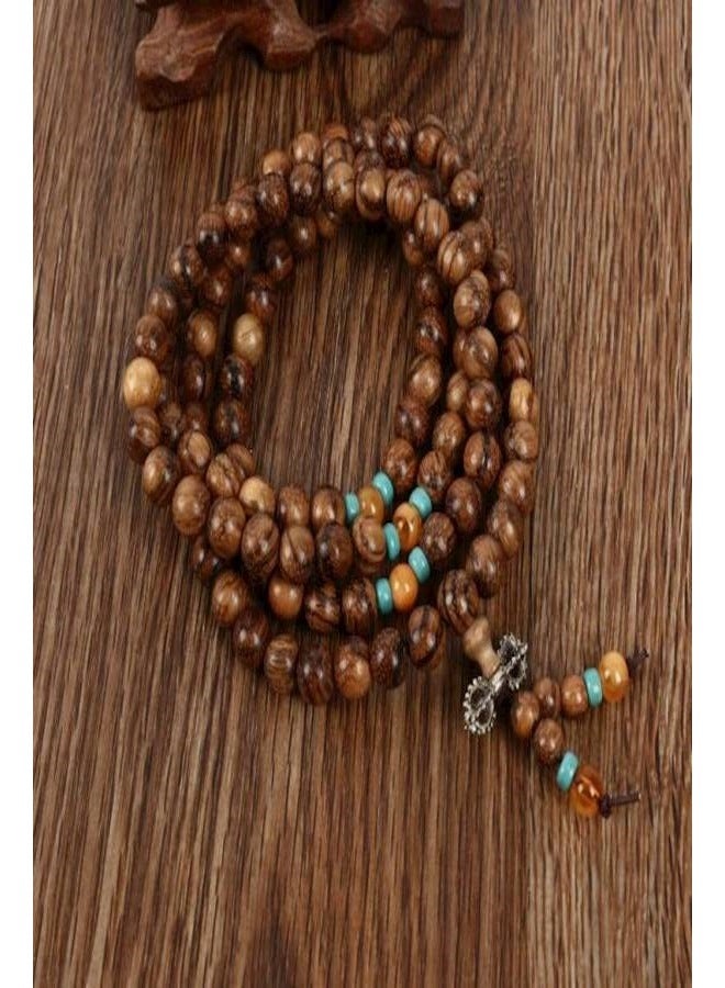 108 Mala Beads Bracelet Natural Wood Beaded Bracelet Mala Prayer Bead Necklace Sandalwood Elastic Jewelry for Men Women Buddhist Prayer Beads Bracelet  - Image 4