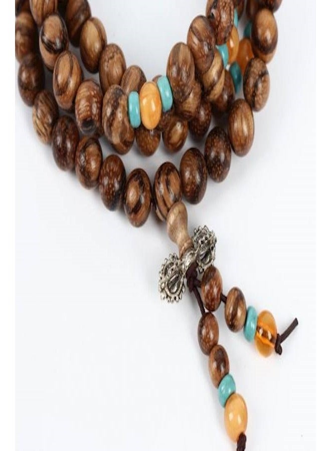 108 Mala Beads Bracelet Natural Wood Beaded Bracelet Mala Prayer Bead Necklace Sandalwood Elastic Jewelry for Men Women Buddhist Prayer Beads Bracelet  - Image 5
