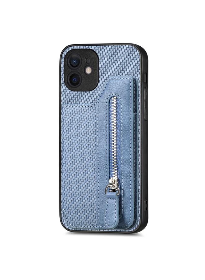S-TOP Case For iPhone 11 Carbon Fiber Horizontal Flip Zipper Wallet Phone Case - Image 2