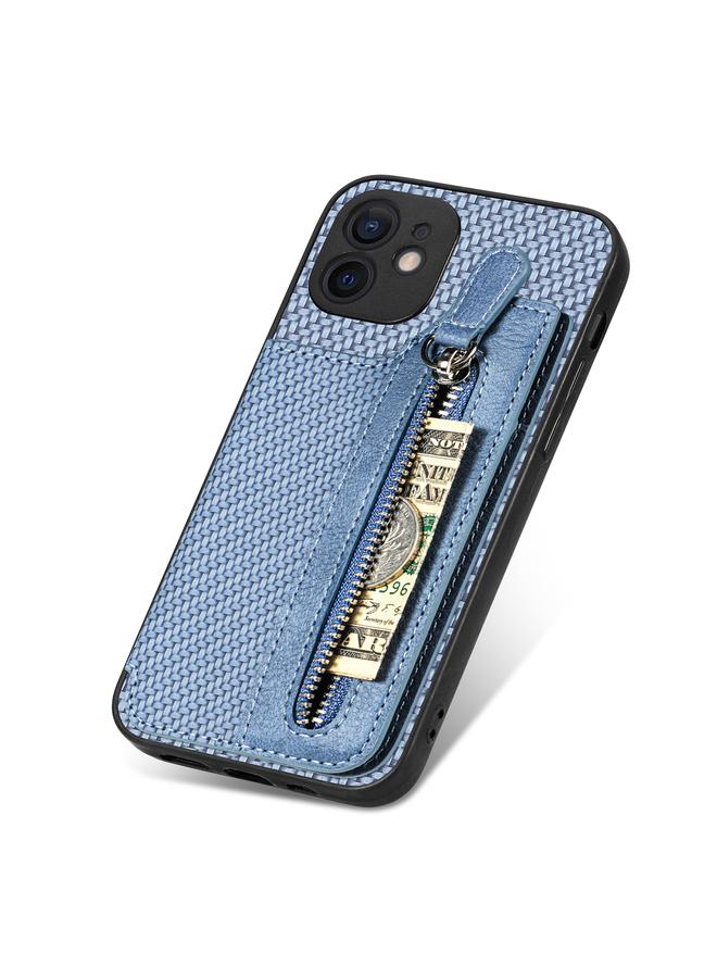 S-TOP Case For iPhone 11 Carbon Fiber Horizontal Flip Zipper Wallet Phone Case - Image 5
