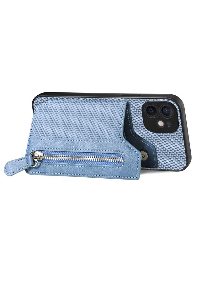 S-TOP Case For iPhone 11 Carbon Fiber Horizontal Flip Zipper Wallet Phone Case - Image 3