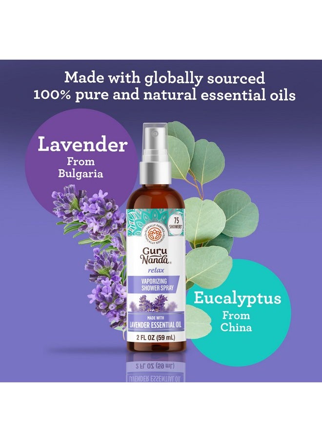 GuruNanda - GuruNanda Relax Vaporizing Shower Spray, Natural Spa Mist & Room Spray with Lavender & Eucalyptus to Help with Stress Relief & Congestion Aid, 2 fl oz - Image 1