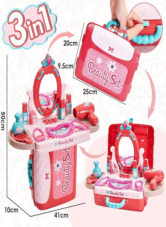 MANVI Beauty Set for Kids, Beauty Set with Suitcase for Girls, Kids Makeup Set, Beauty Play Set for Kids, Make-up Set for Kids, Portable Beauty Set for Kids (3 in 1 Beauty Suitcase) - Image 2