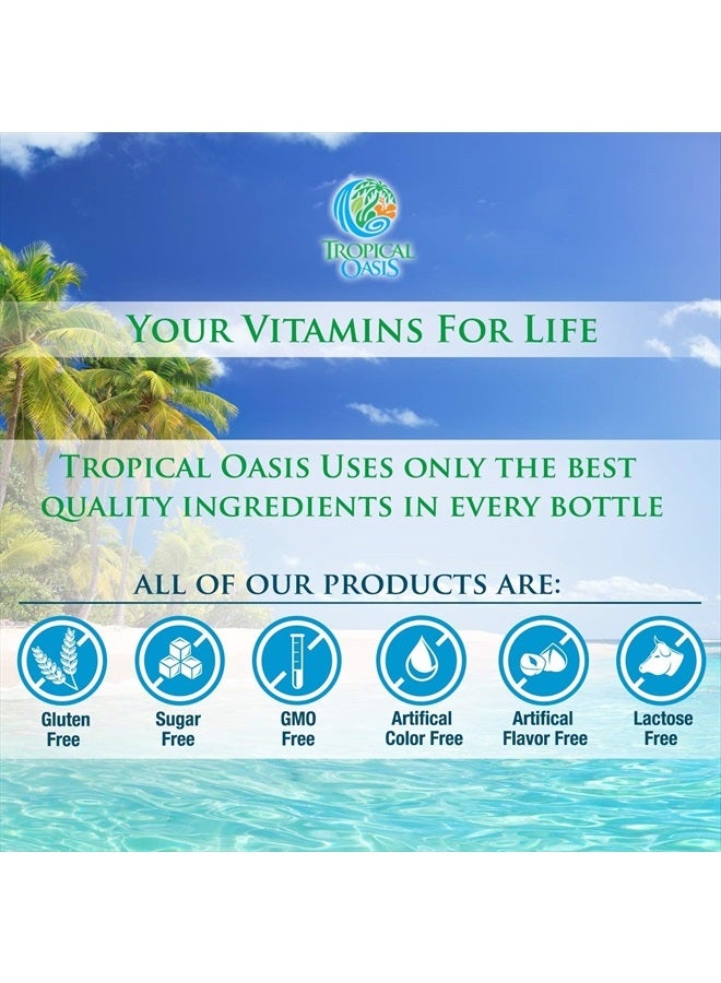Tropical Oasis Mega Plus - Liquid Multivitamin and Mineral Supplement – Includes 85 Vitamins & Minerals, 20 Amino Acids + CoQ10, Grape Seed Extract & Organic Aloe Vera - 32oz, 32 Servings, 33460 - Image 4