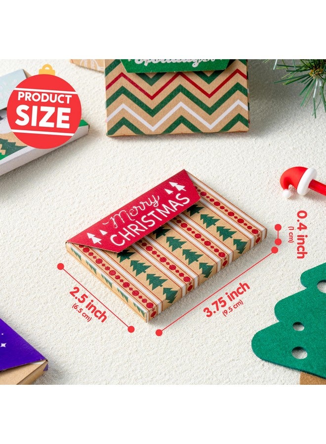 JOYIN 12Pcs Gift Card Boxes Holder For Christmas, 3.75" X 2.5" X 0.4" Brown Kraft Paper Envelope Boxes For Presents Wrapping, 12 Designs Xmas Holiday Decor, Small Party Favor Cash Box - Image 3
