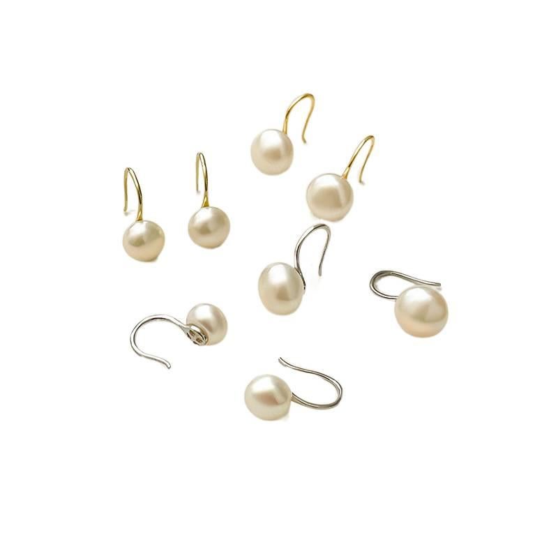 SK Silver Pearl Earrings with Silver Tone Finish and Lightweight Huggie Profile for Daily Wear and Elegant Styling - Image 1