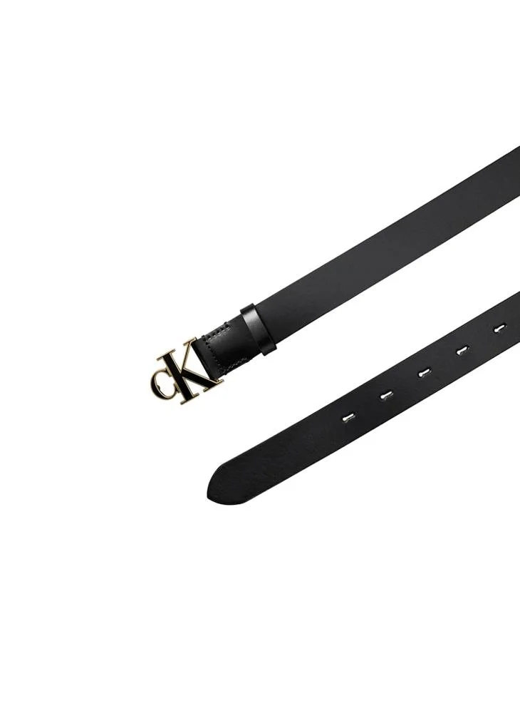 Calvin Klein Full-Grain Leather Logo Buckle Belt